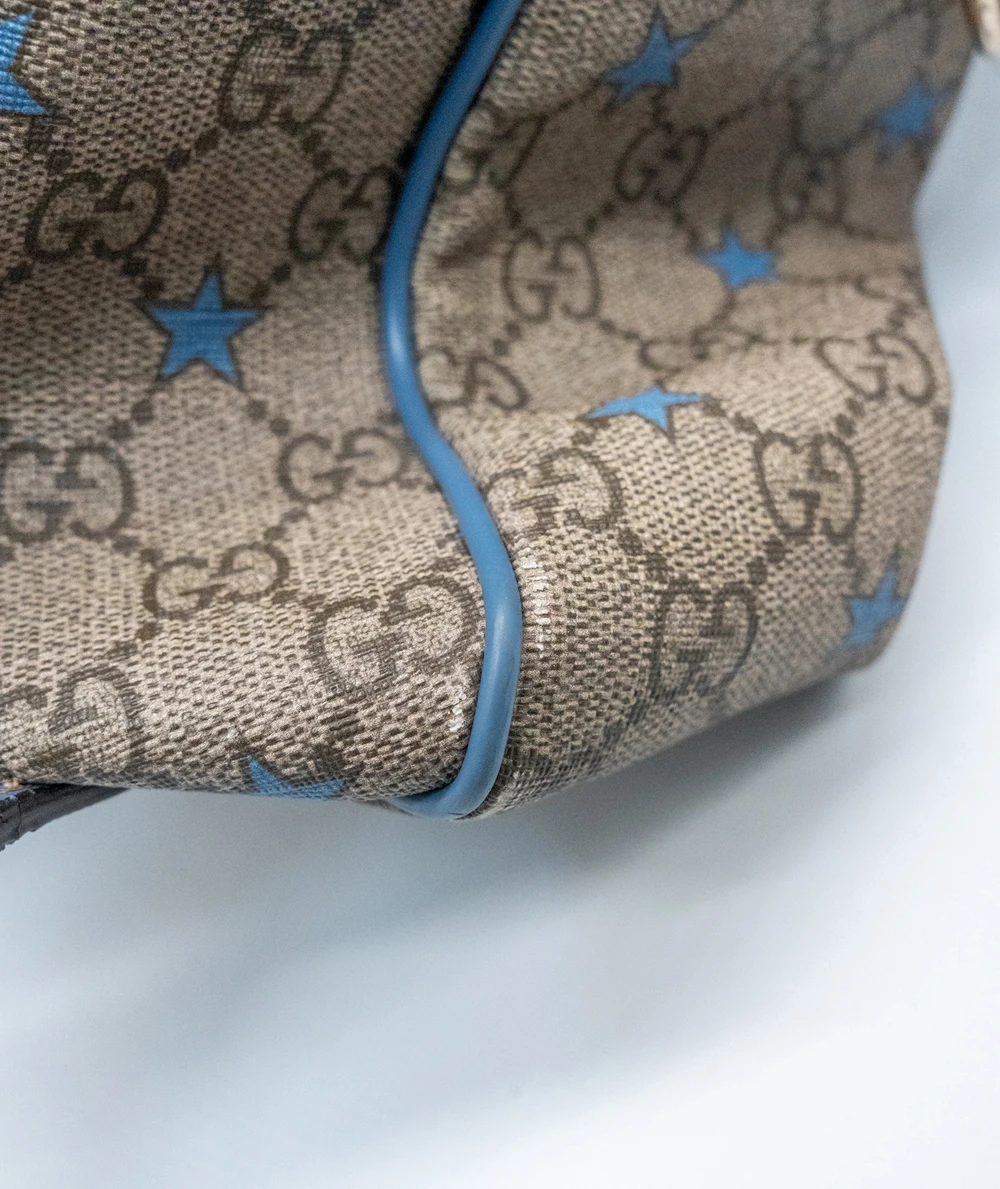 Gucci GG Beige/Light Blue Coated Canvas Star Diaper Messenger Bag