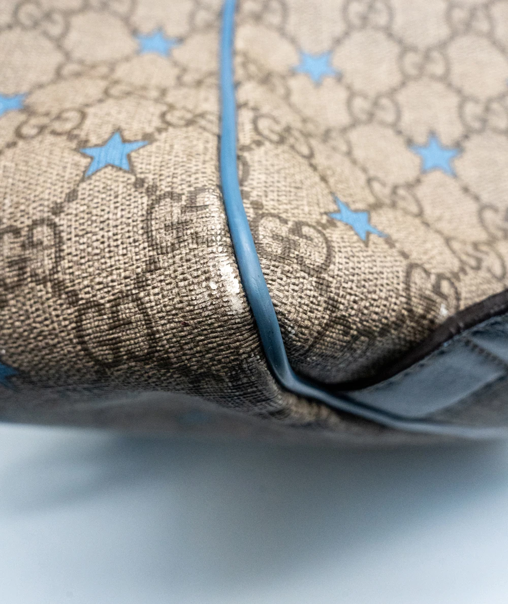 Gucci GG Beige/Light Blue Coated Canvas Star Diaper Messenger Bag