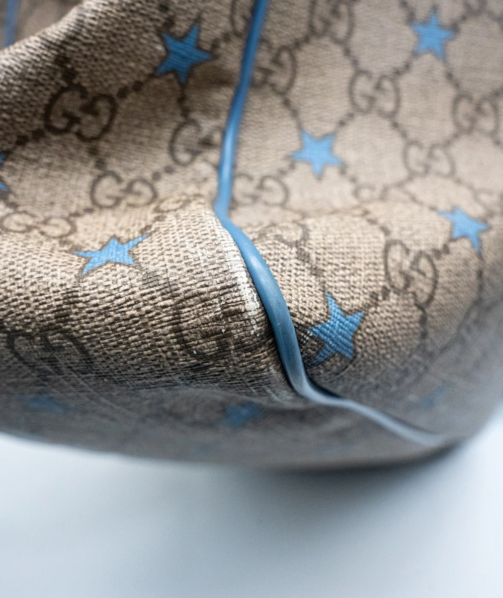 Gucci GG Beige/Light Blue Coated Canvas Star Diaper Messenger Bag