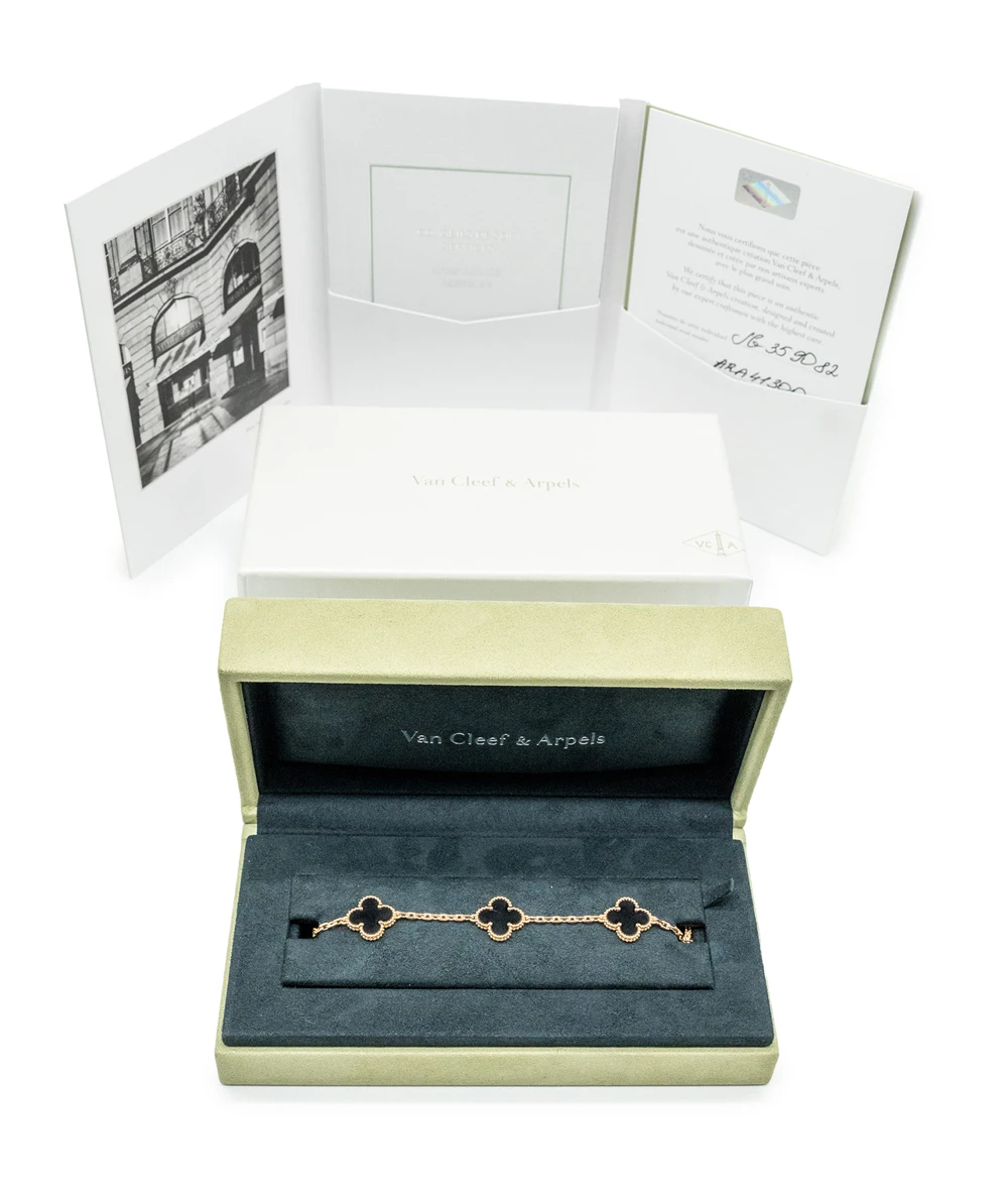 Van Cleef & Arpels Alhambra 5 Motif Bracelet in 18k Yellow Gold