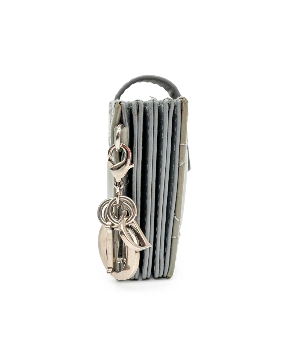 Dior Grey Cannage Patent Leather 5 Gusset Card Holder