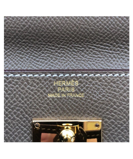 Hermes (Stamp Z) Epsom Leather Kelly To Go Long Wallet in Etoupe Color with Palladium Hardware