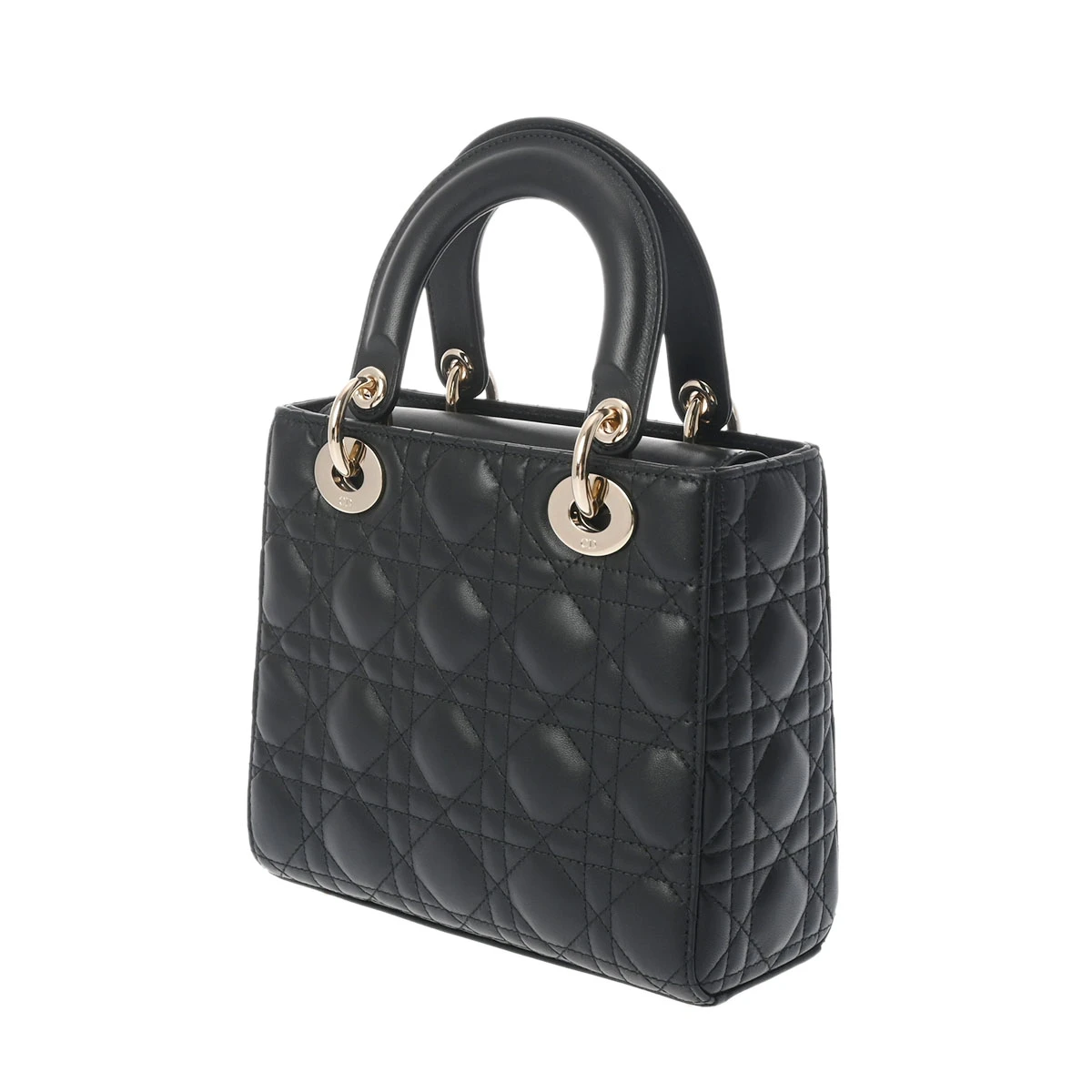 Christian Dior Black Color Small Lady Dior Lambskin Leather Satchel Bag