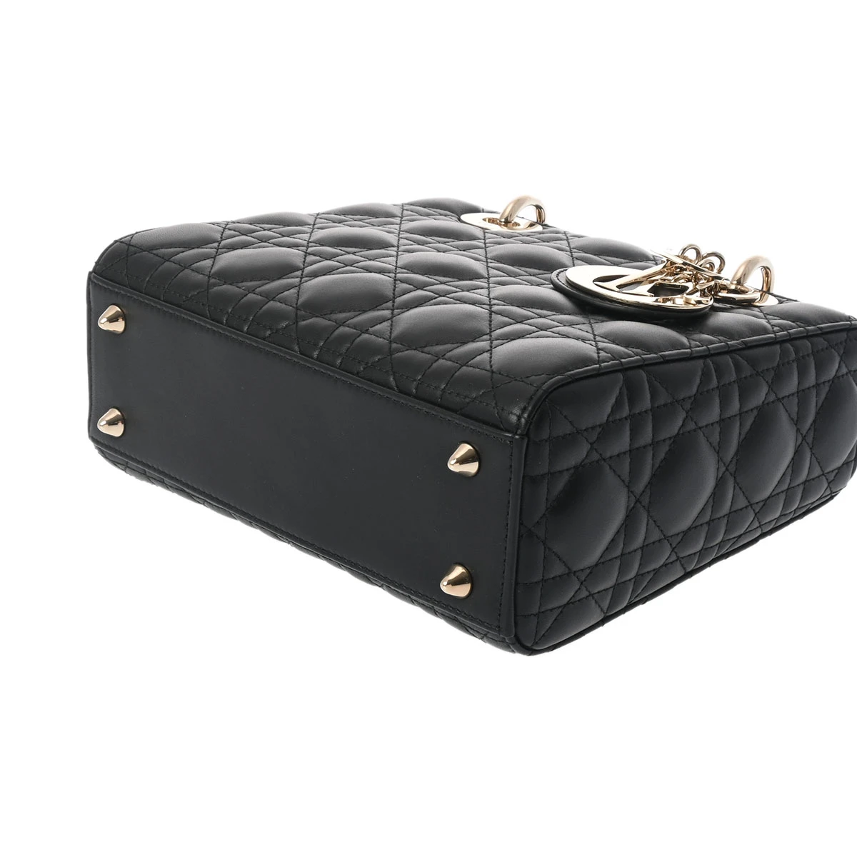 Christian Dior Black Color Small Lady Dior Lambskin Leather Satchel Bag