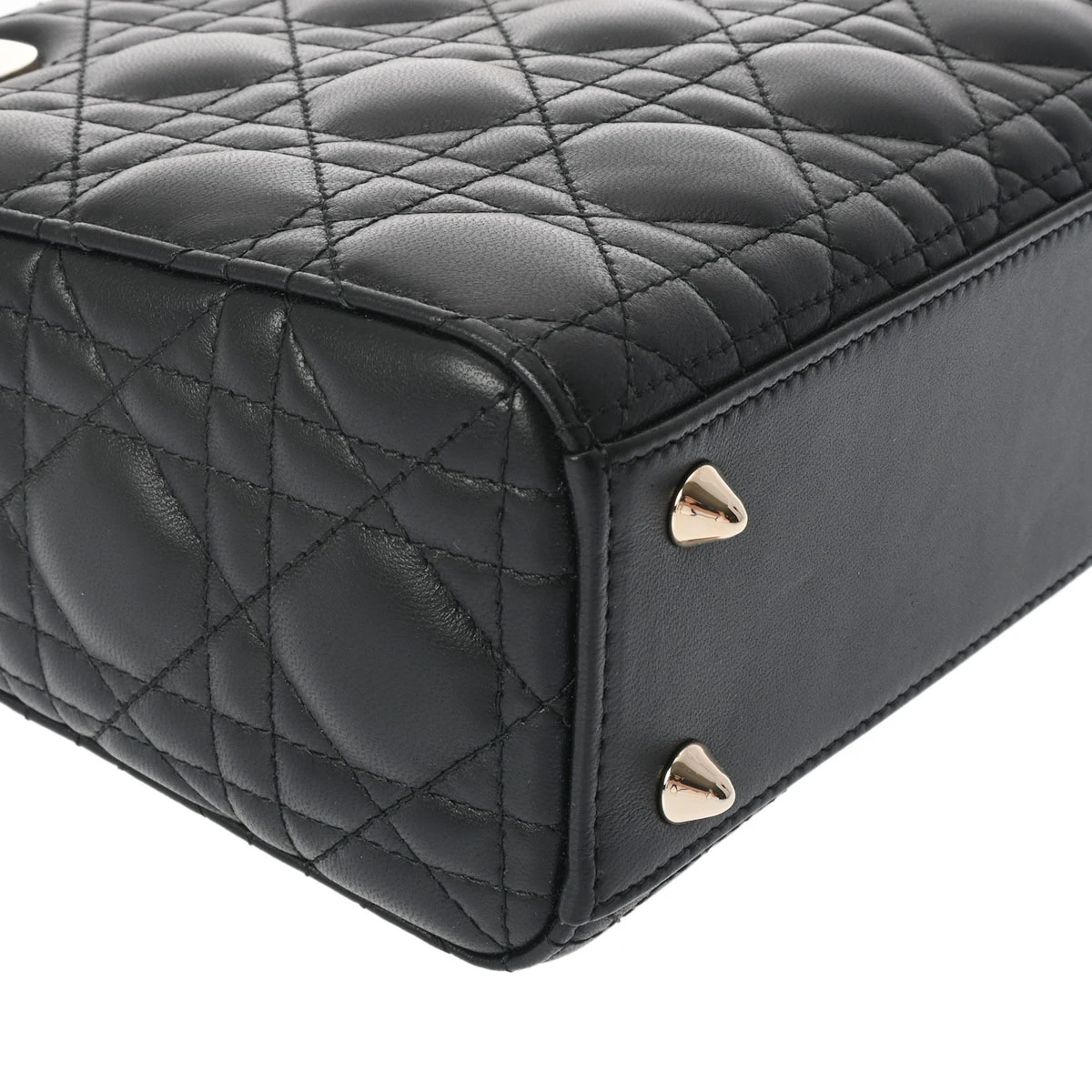 Christian Dior Black Color Small Lady Dior Lambskin Leather Satchel Bag