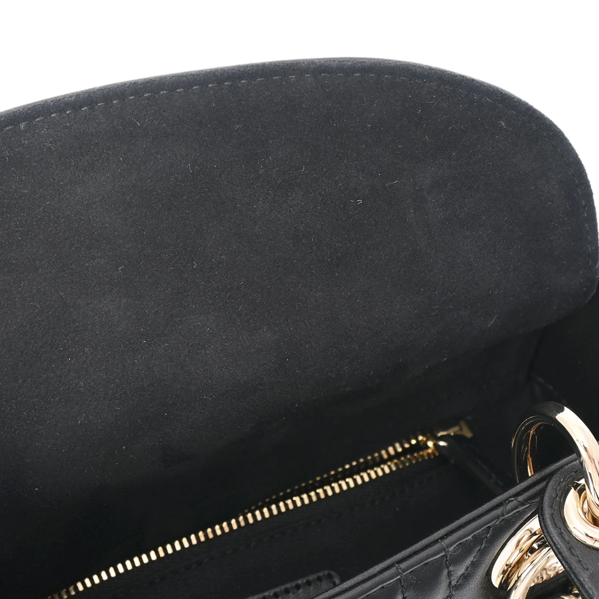 Christian Dior Black Color Small Lady Dior Lambskin Leather Satchel Bag