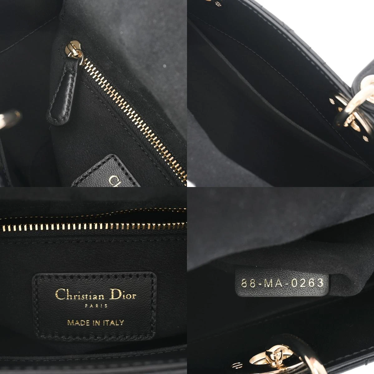 Christian Dior Black Color Small Lady Dior Lambskin Leather Satchel Bag