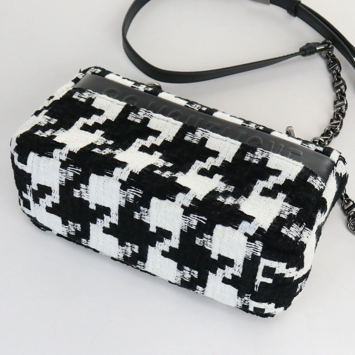 Dior White/ Black Houndstooth Caro Small Chain Shoulder Bag