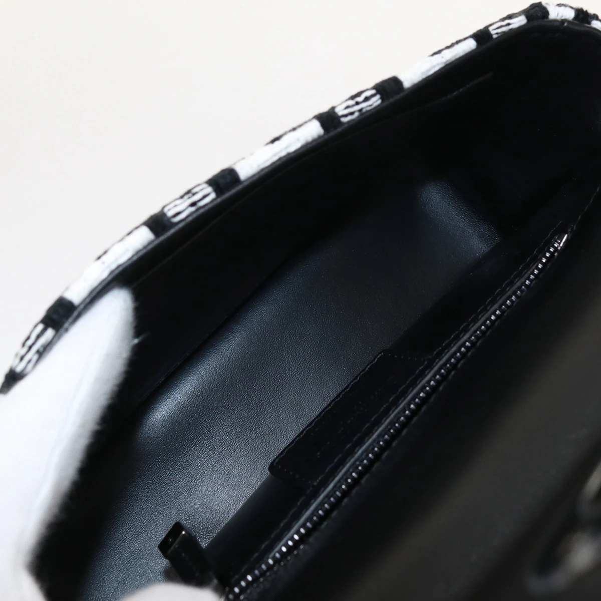 Dior White/ Black Houndstooth Caro Small Chain Shoulder Bag