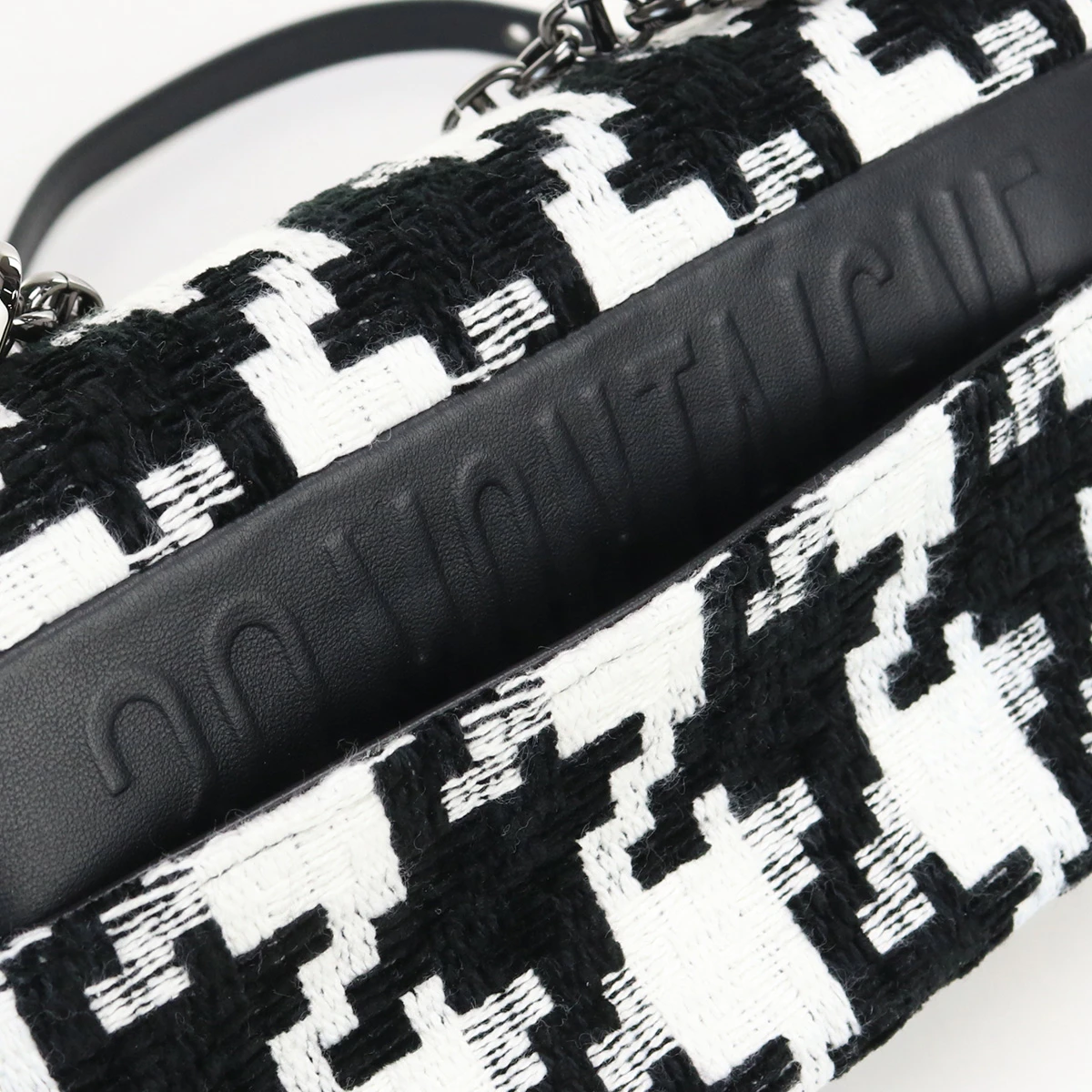 Dior White/ Black Houndstooth Caro Small Chain Shoulder Bag