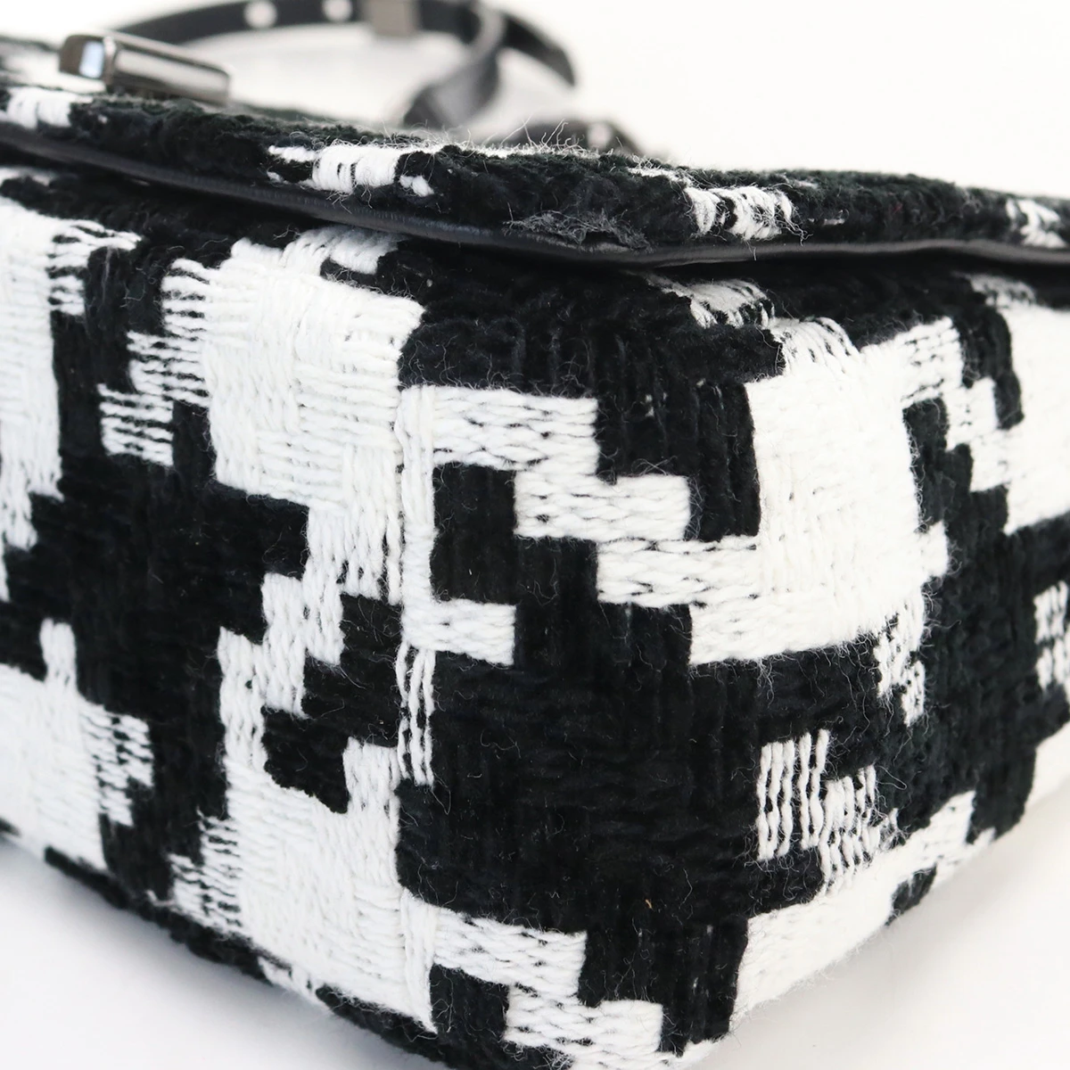Dior White/ Black Houndstooth Caro Small Chain Shoulder Bag