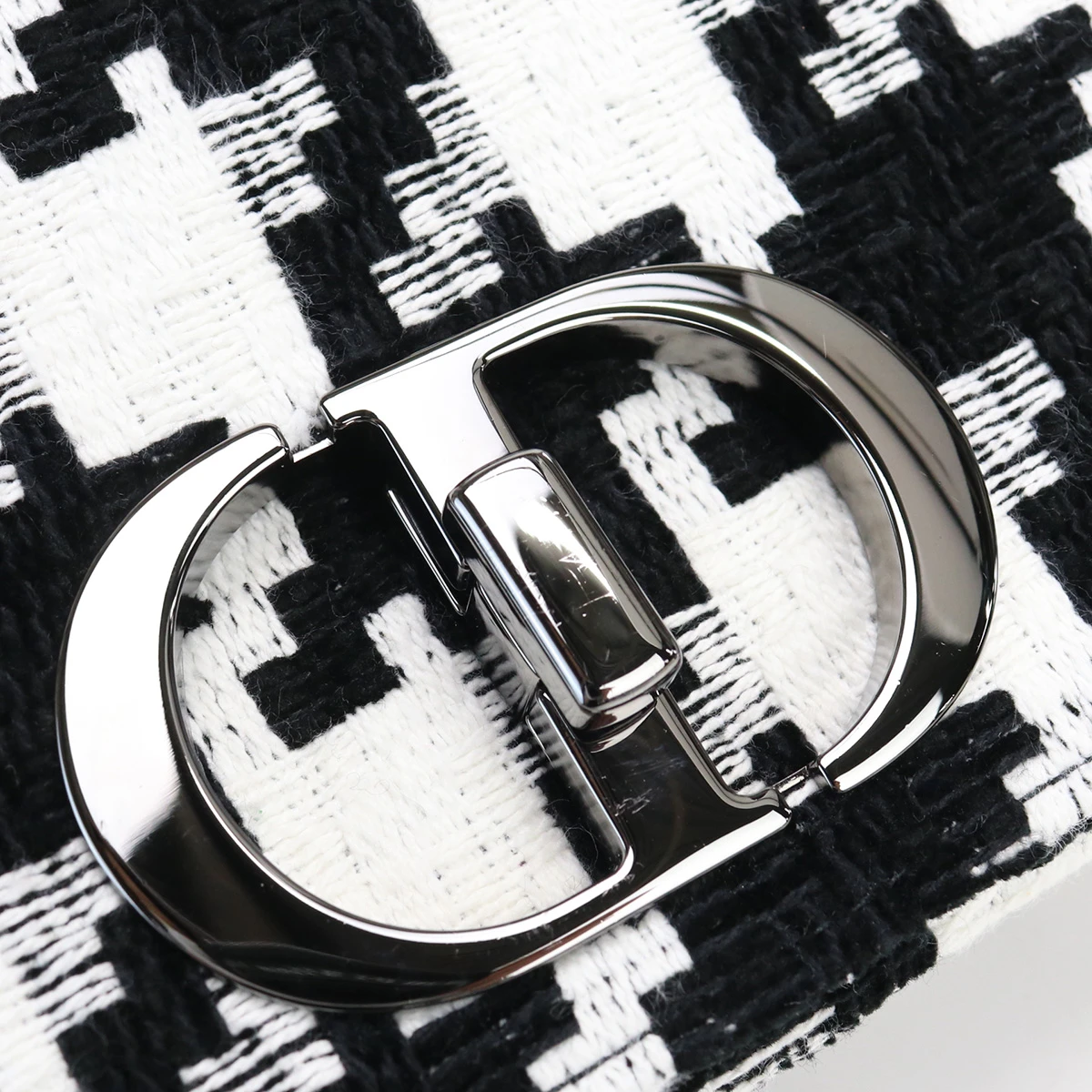 Dior White/ Black Houndstooth Caro Small Chain Shoulder Bag