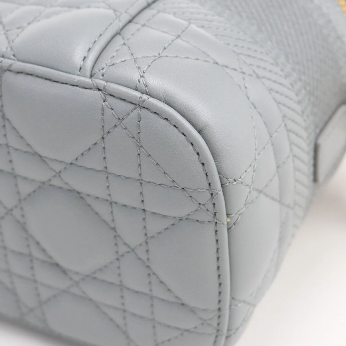 Christian Dior Travel Vanity Small Grey Lambskin Handbag