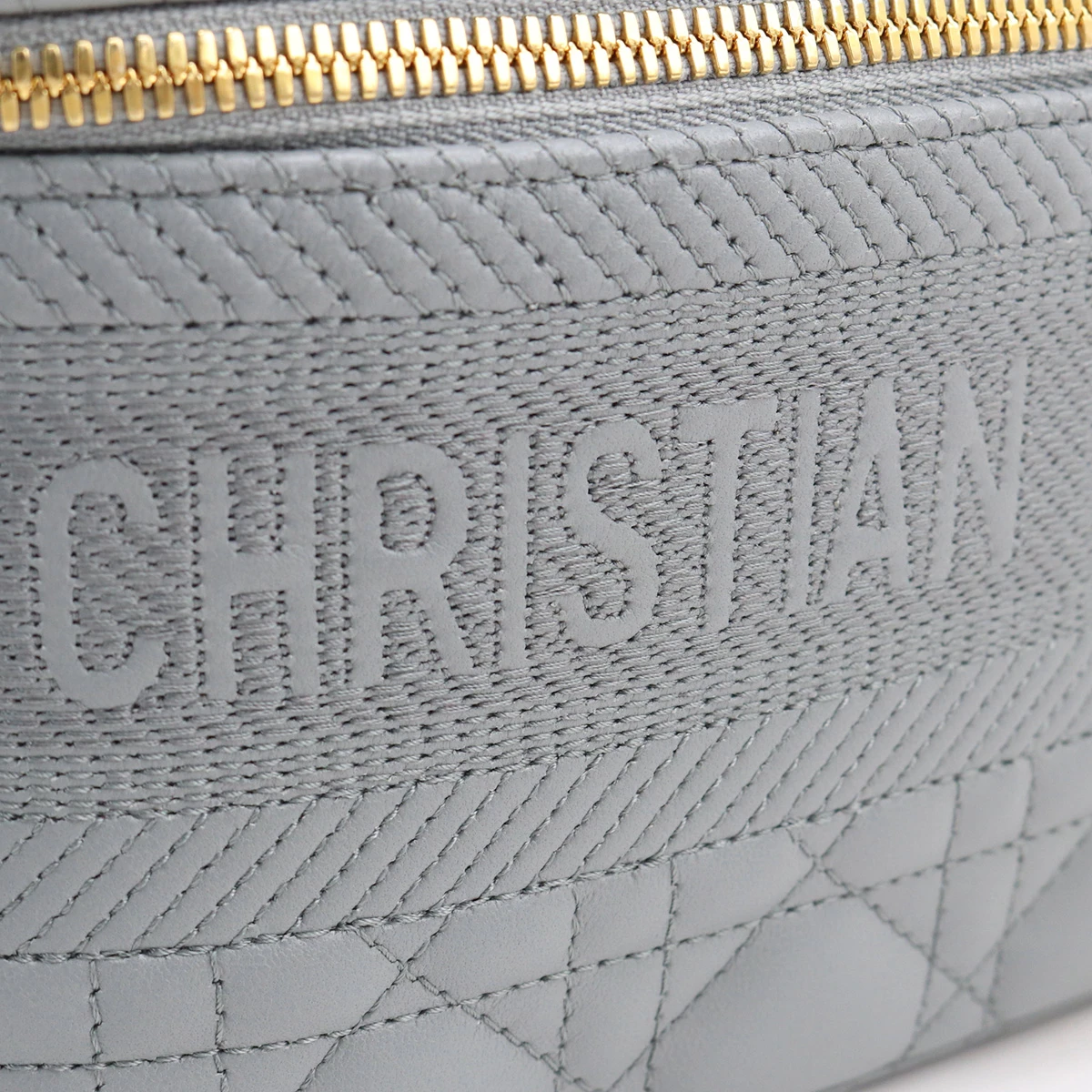 Christian Dior Travel Vanity Small Grey Lambskin Handbag