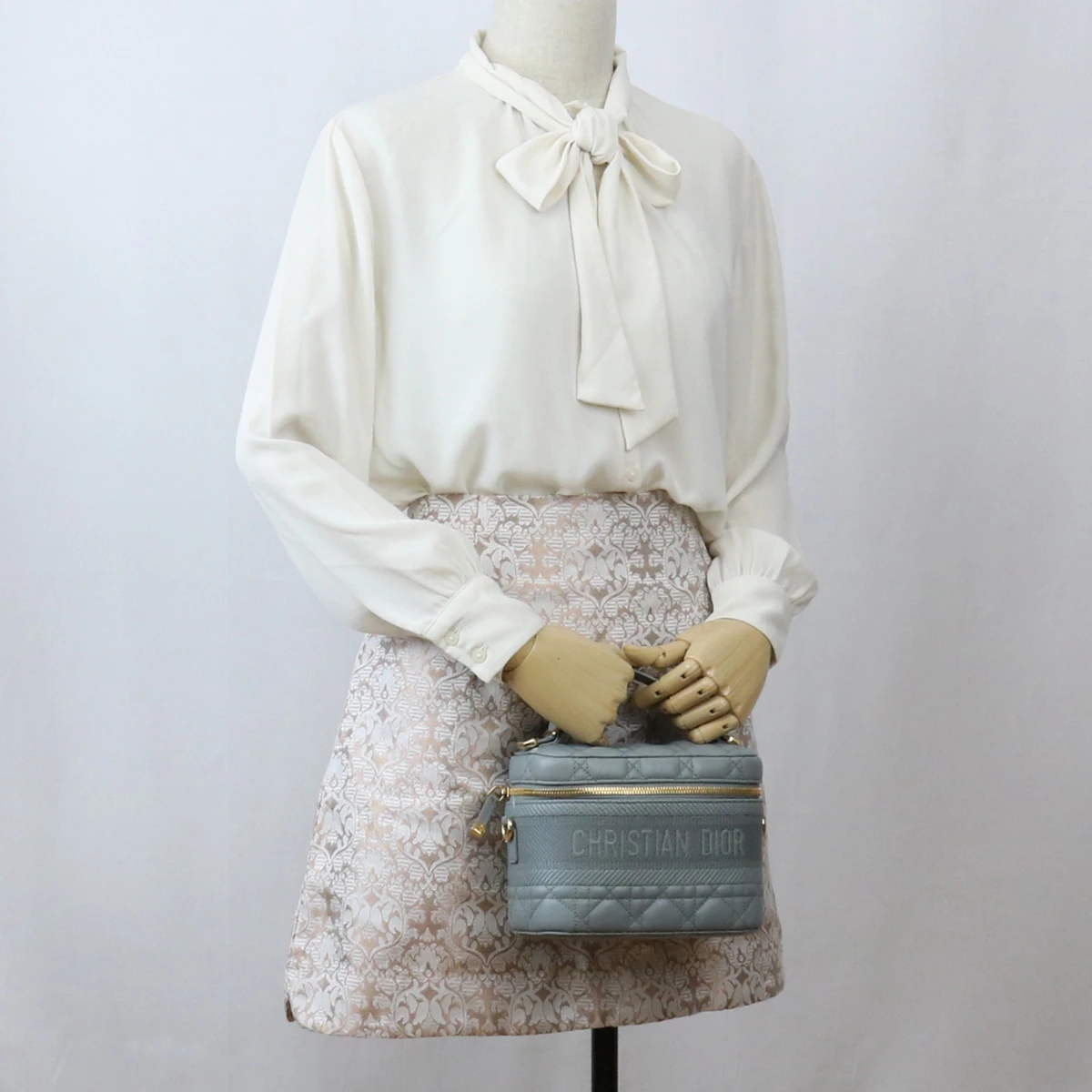 Christian Dior Travel Vanity Small Grey Lambskin Handbag