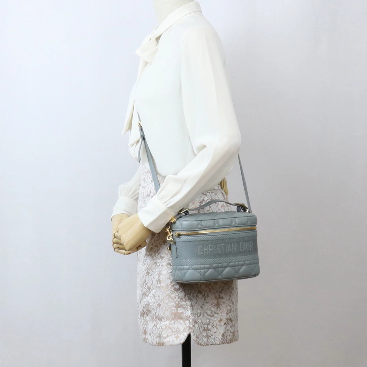 Christian Dior Travel Vanity Small Grey Lambskin Handbag