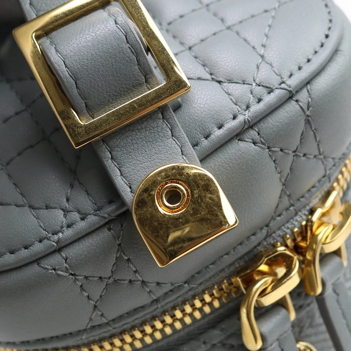 Christian Dior Travel Vanity Small Grey Lambskin Handbag