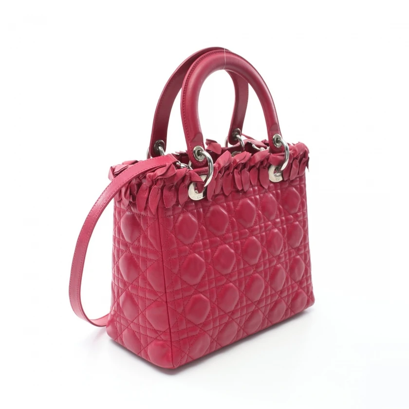 Christian Dior Lambskin Cannage Pink Bow Lady Dior Fuchsia