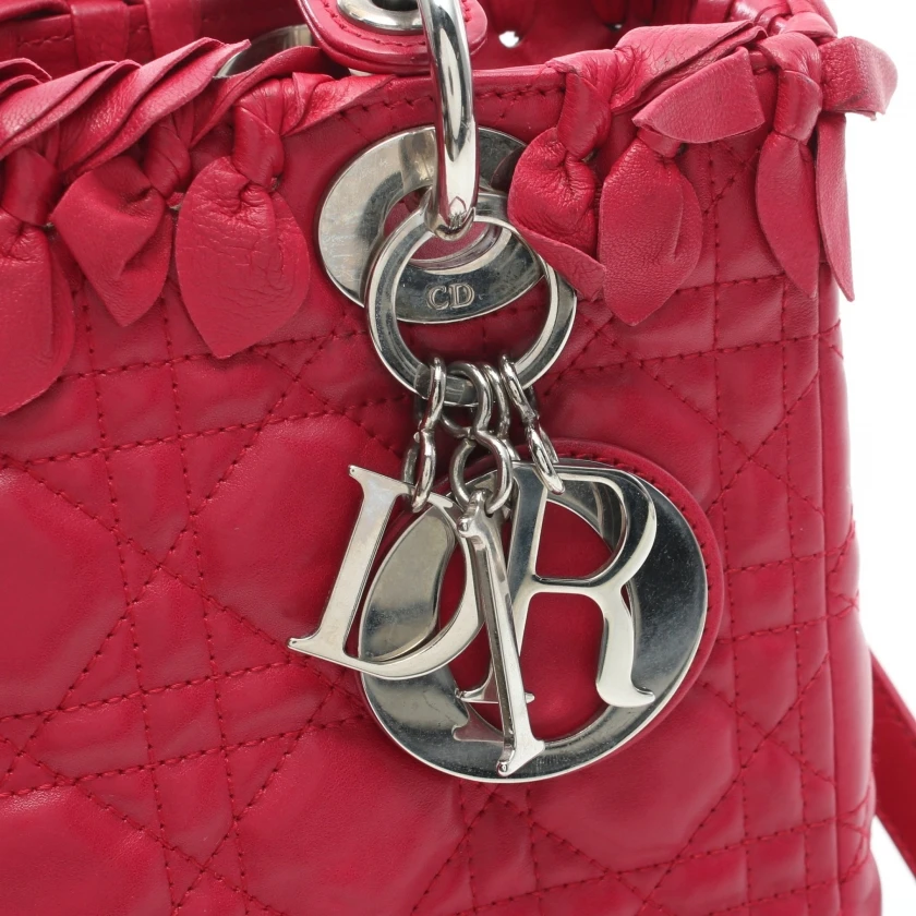 Christian Dior Lambskin Cannage Pink Bow Lady Dior Fuchsia