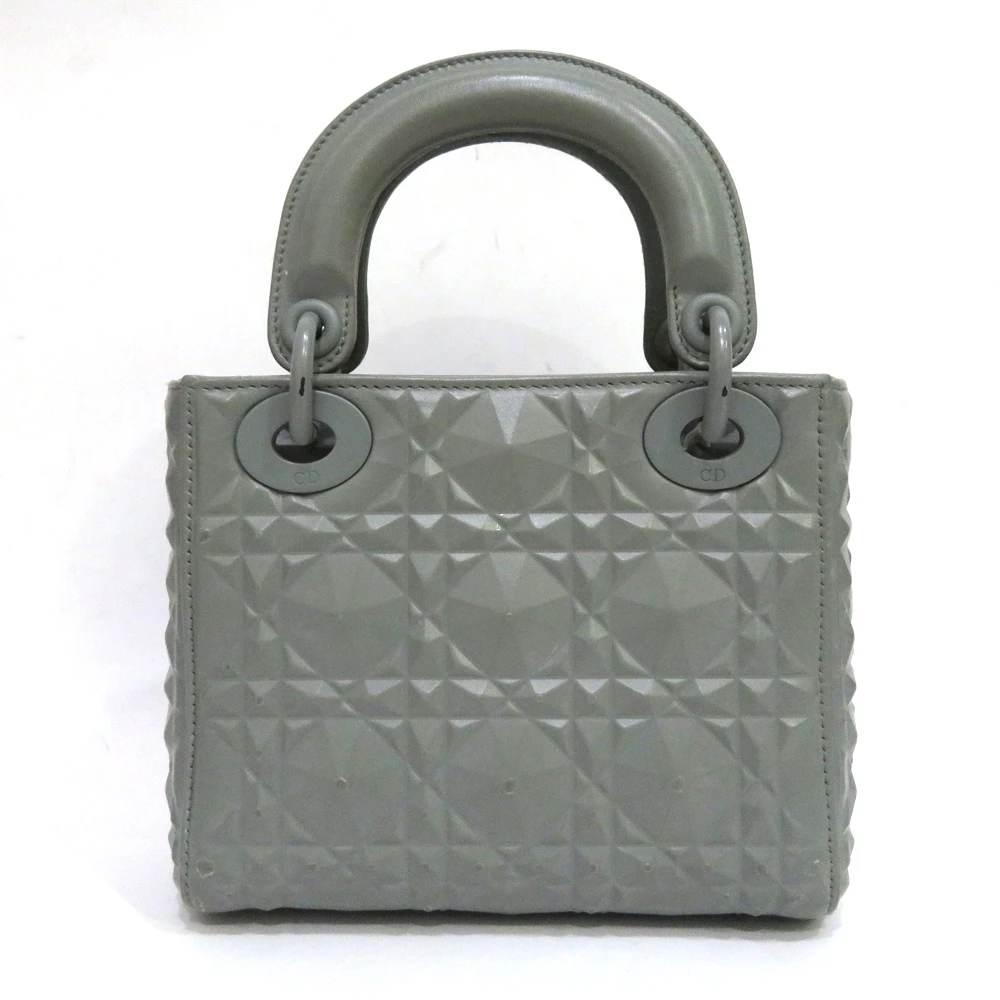 Dior Mini Mat Diamond Cannage Gray Lady Dior Handbag