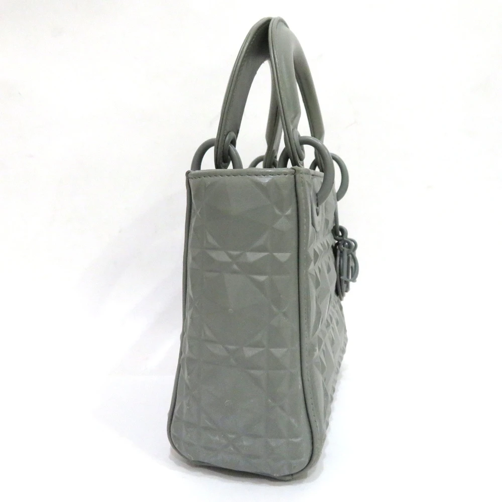 Dior Mini Mat Diamond Cannage Gray Lady Dior Handbag