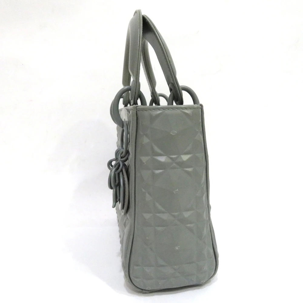 Dior Mini Mat Diamond Cannage Gray Lady Dior Handbag