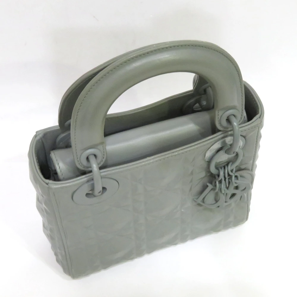 Dior Mini Mat Diamond Cannage Gray Lady Dior Handbag