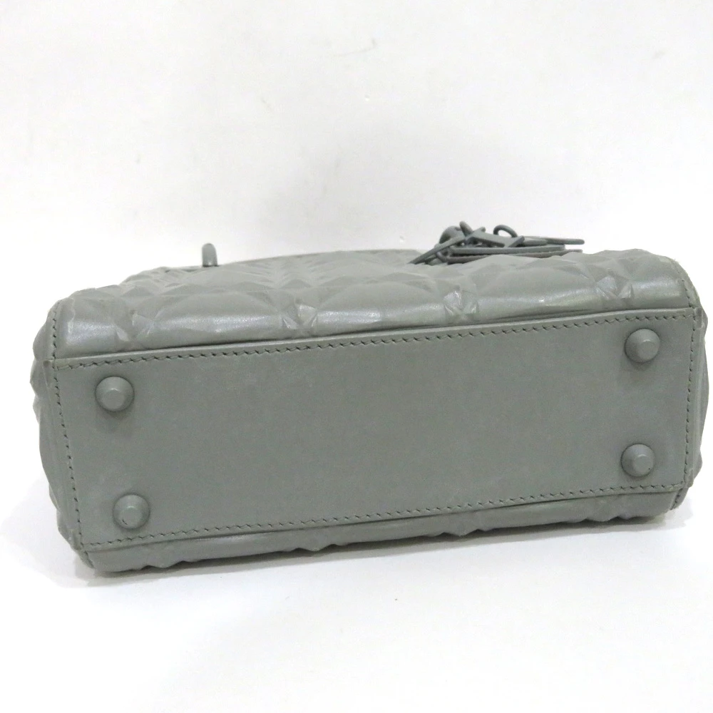 Dior Mini Mat Diamond Cannage Gray Lady Dior Handbag
