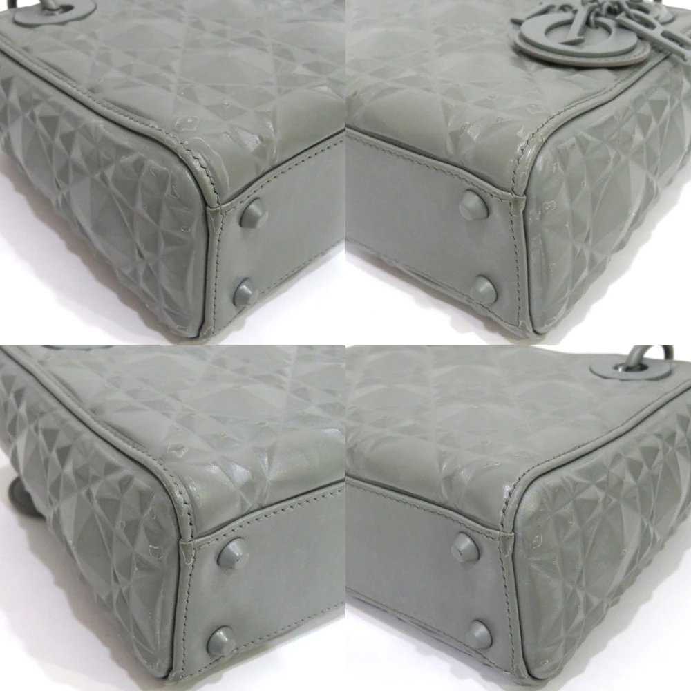 Dior Mini Mat Diamond Cannage Gray Lady Dior Handbag