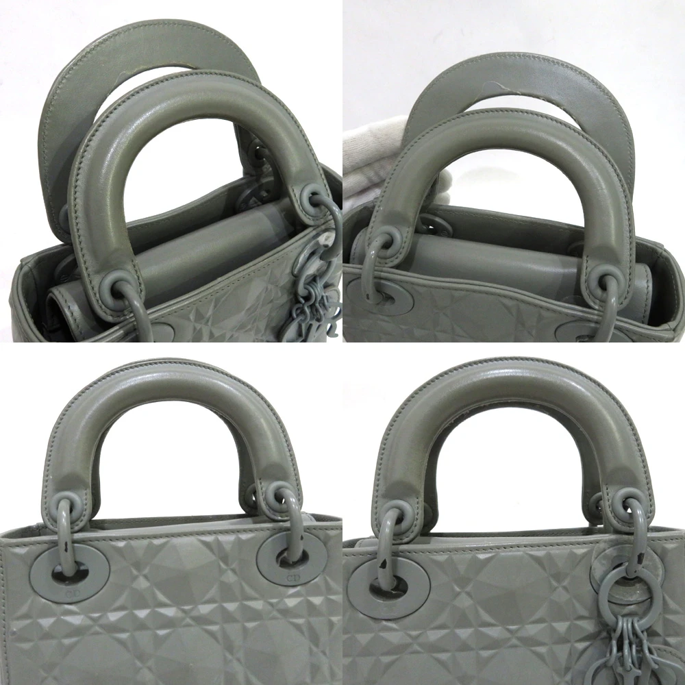 Dior Mini Mat Diamond Cannage Gray Lady Dior Handbag