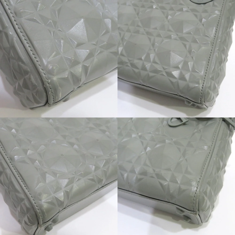 Dior Mini Mat Diamond Cannage Gray Lady Dior Handbag
