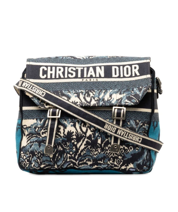 Dior Blue Large Embroidered Palm Tree Diorcamp Messenger Bag