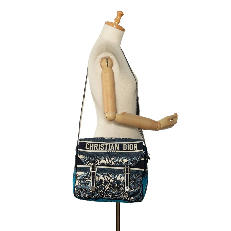 Dior Blue Large Embroidered Palm Tree Diorcamp Messenger Bag