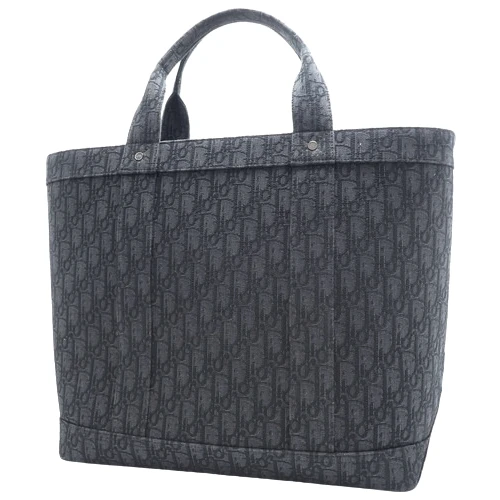 Christian Dior Canvas Black Oblique Tote Bag
