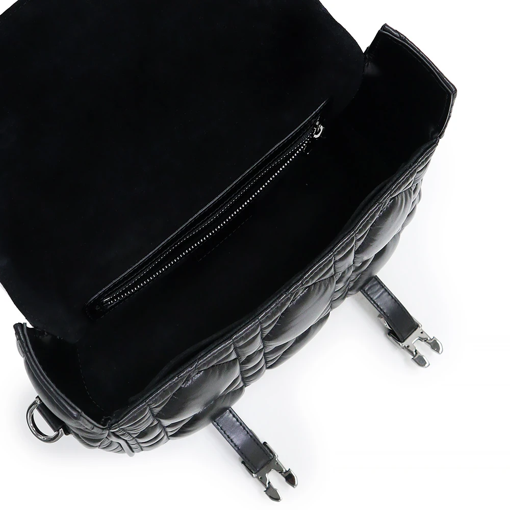 Dior Black Calfskin Leather Small Macrocannage Diorcamp Messenger Bag