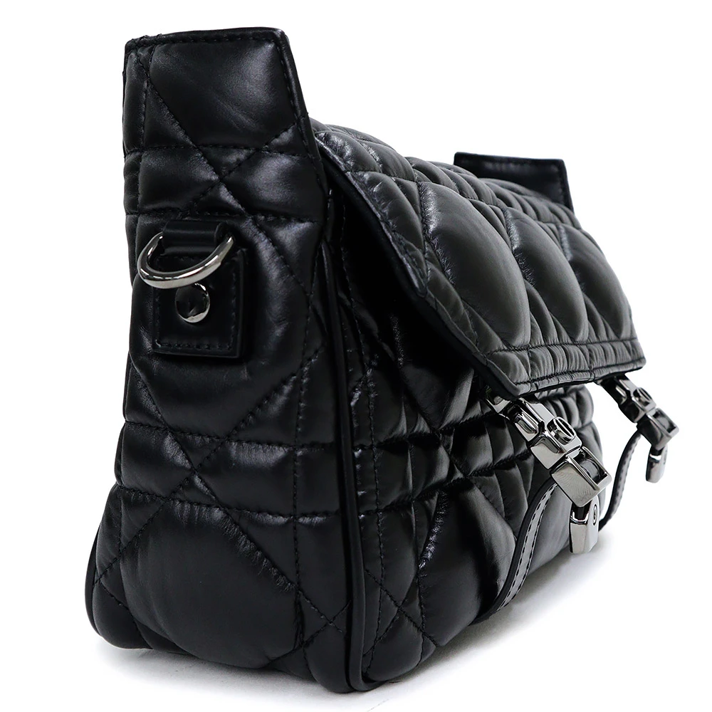 Dior Black Calfskin Leather Small Macrocannage Diorcamp Messenger Bag