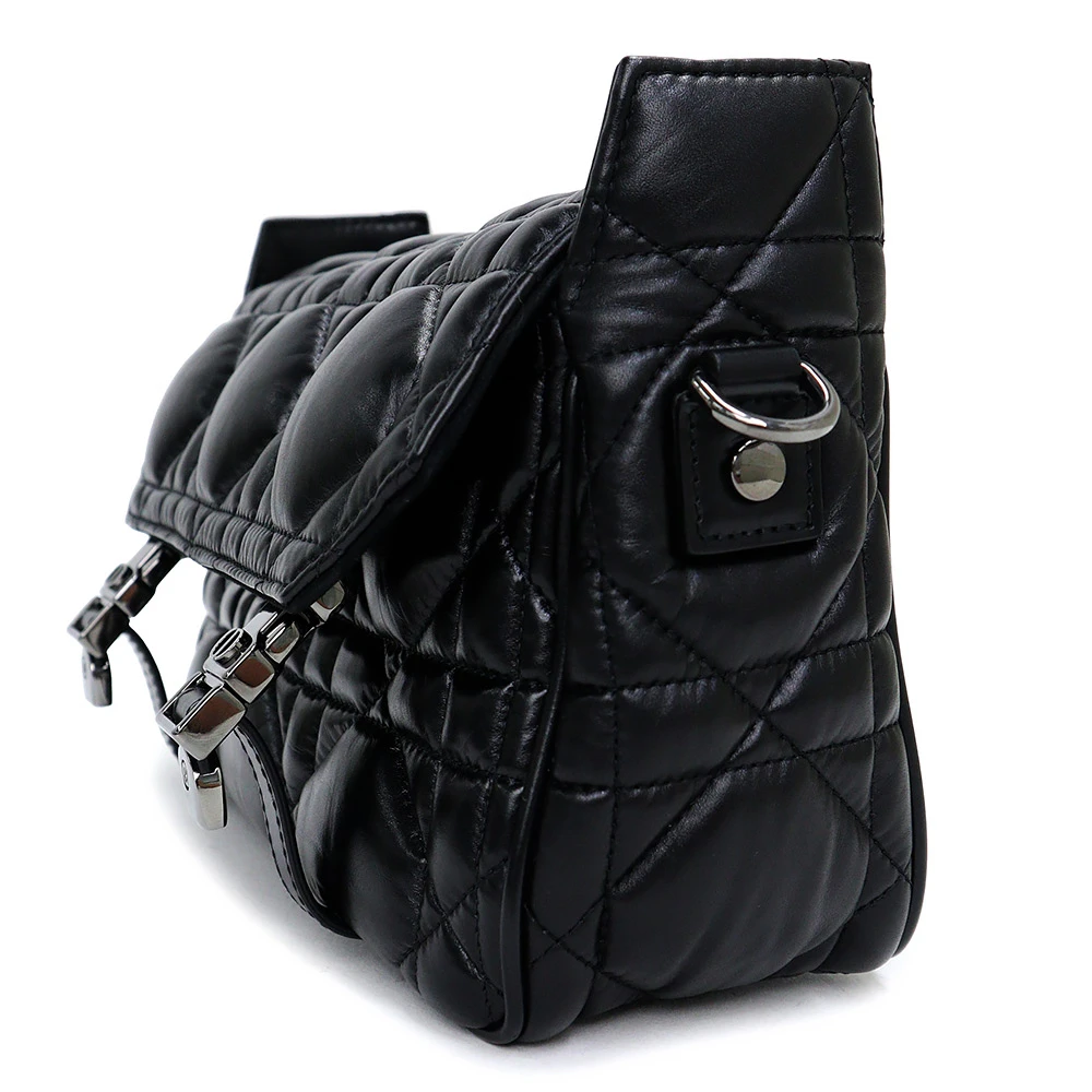 Dior Black Calfskin Leather Small Macrocannage Diorcamp Messenger Bag