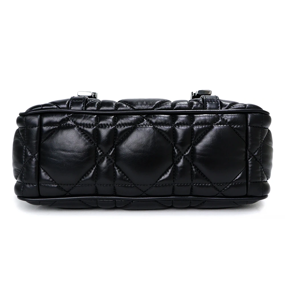 Dior Black Calfskin Leather Small Macrocannage Diorcamp Messenger Bag