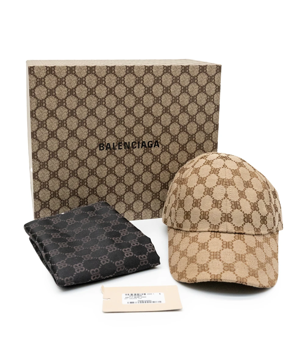 Balenciaga x Gucci Size S Beige/Ebony Web Detail Original Canvas Baseball Hat