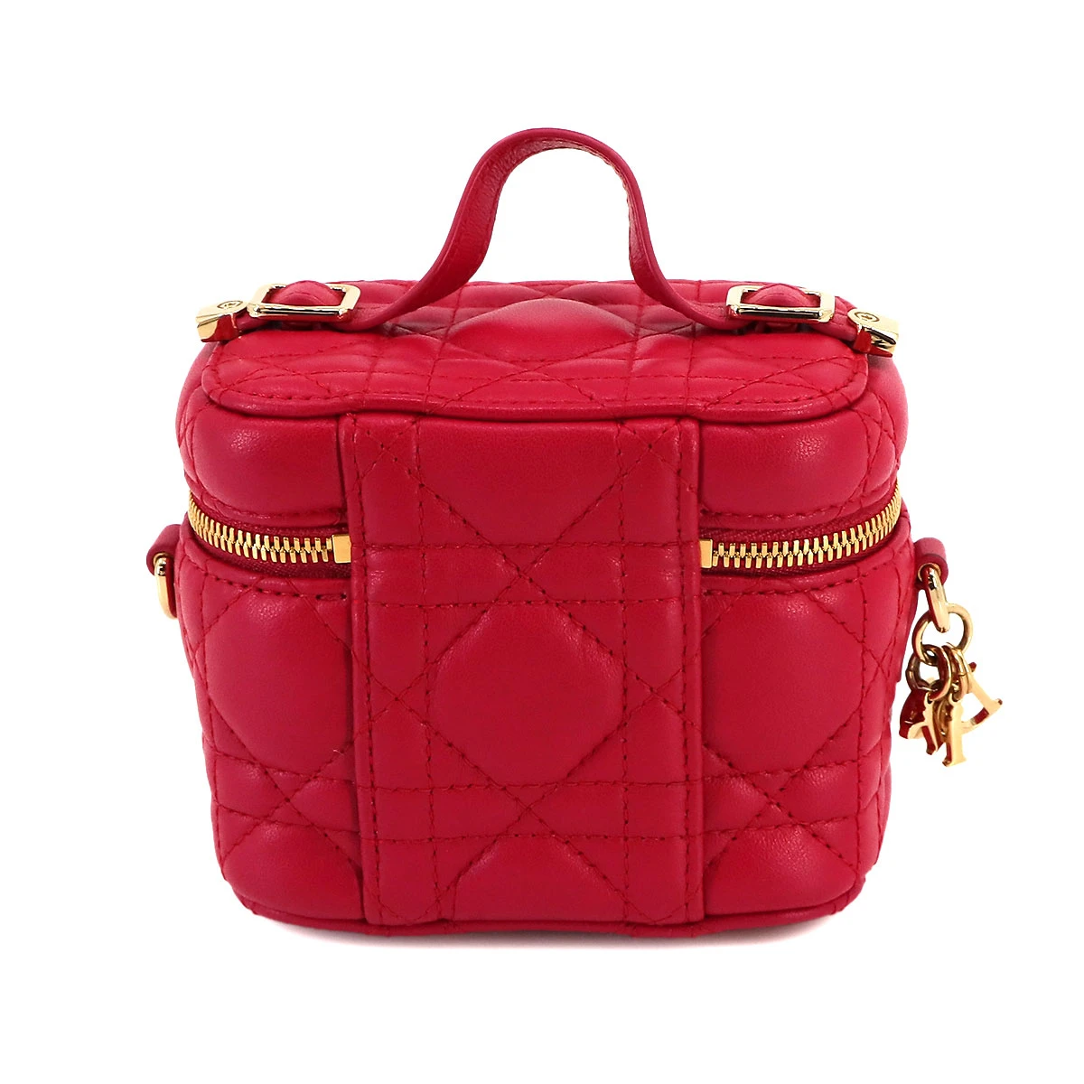 Dior Red Cannage Quilted Lambskin Lady Dior Micro Vanity Bag
