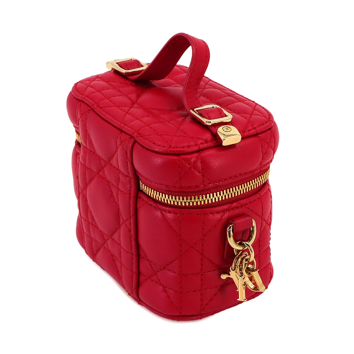 Dior Red Cannage Quilted Lambskin Lady Dior Micro Vanity Bag