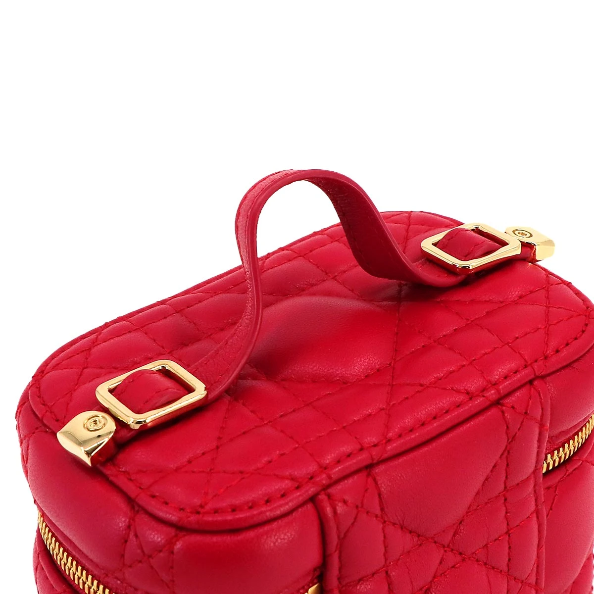 Dior Red Cannage Quilted Lambskin Lady Dior Micro Vanity Bag