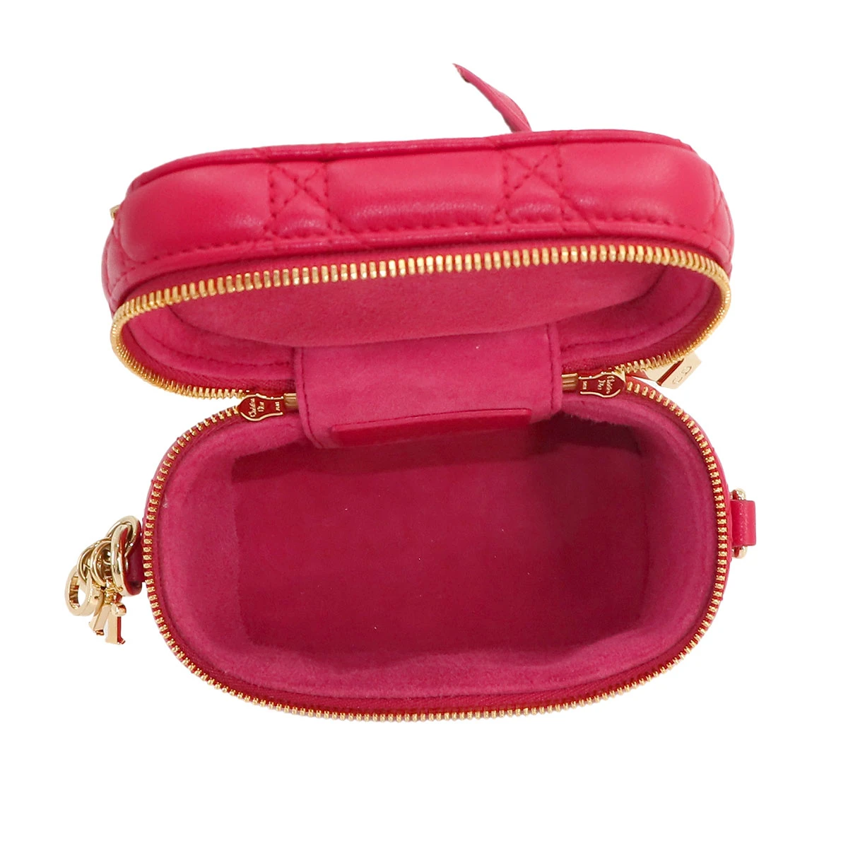 Dior Red Cannage Quilted Lambskin Lady Dior Micro Vanity Bag