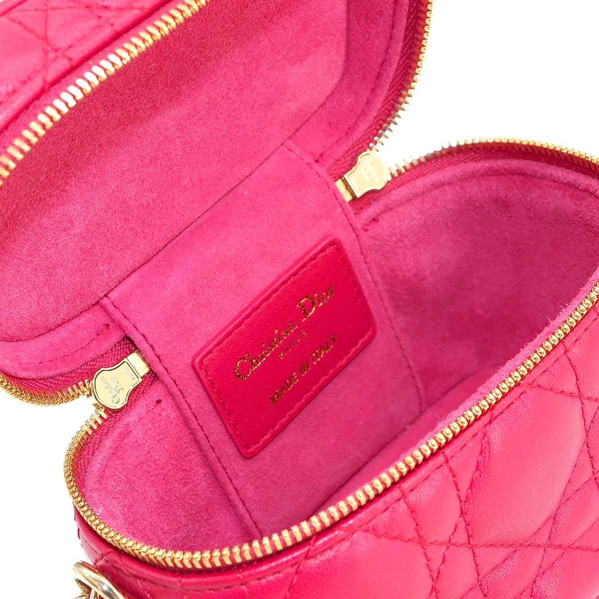 Dior Red Cannage Quilted Lambskin Lady Dior Micro Vanity Bag