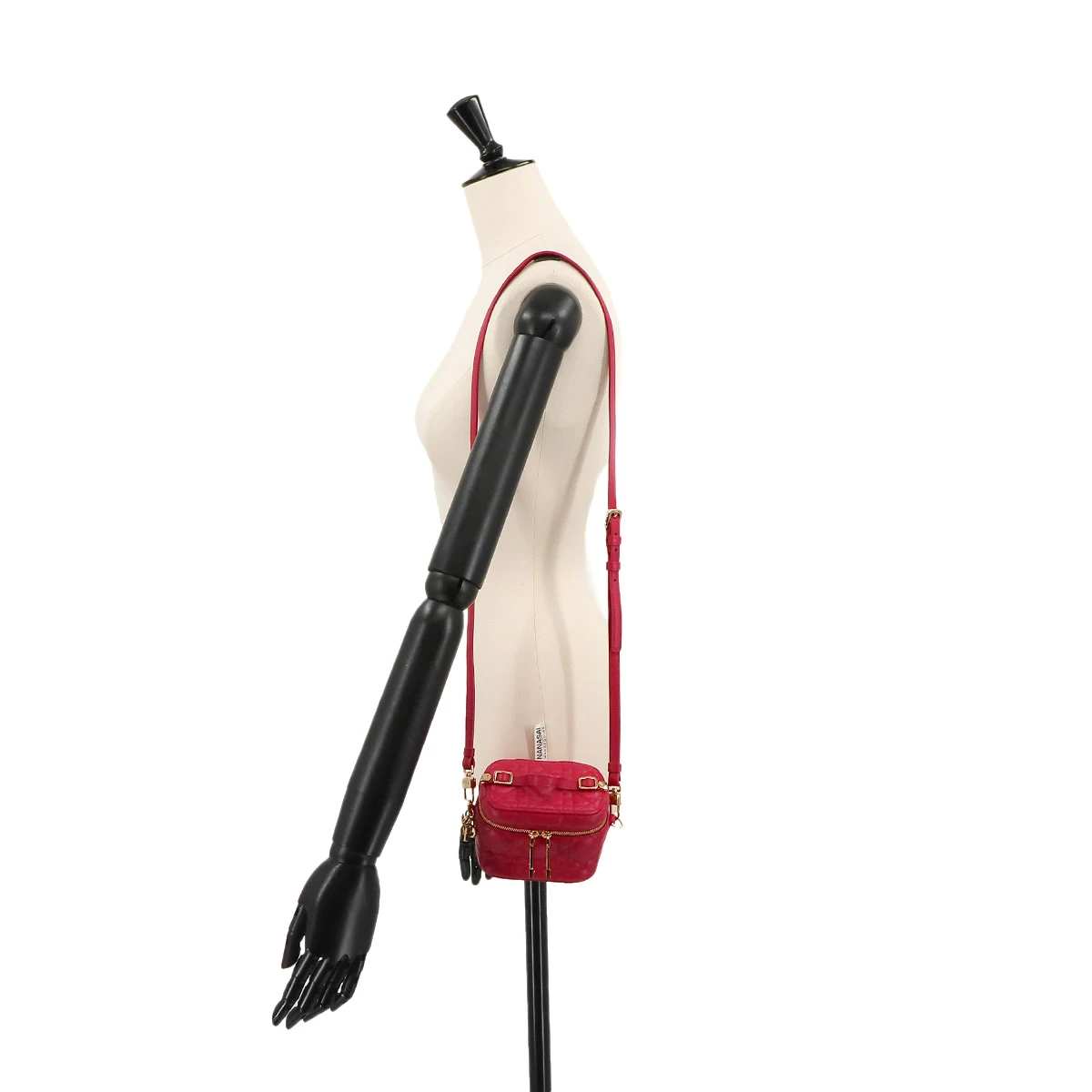 Dior Red Cannage Quilted Lambskin Lady Dior Micro Vanity Bag