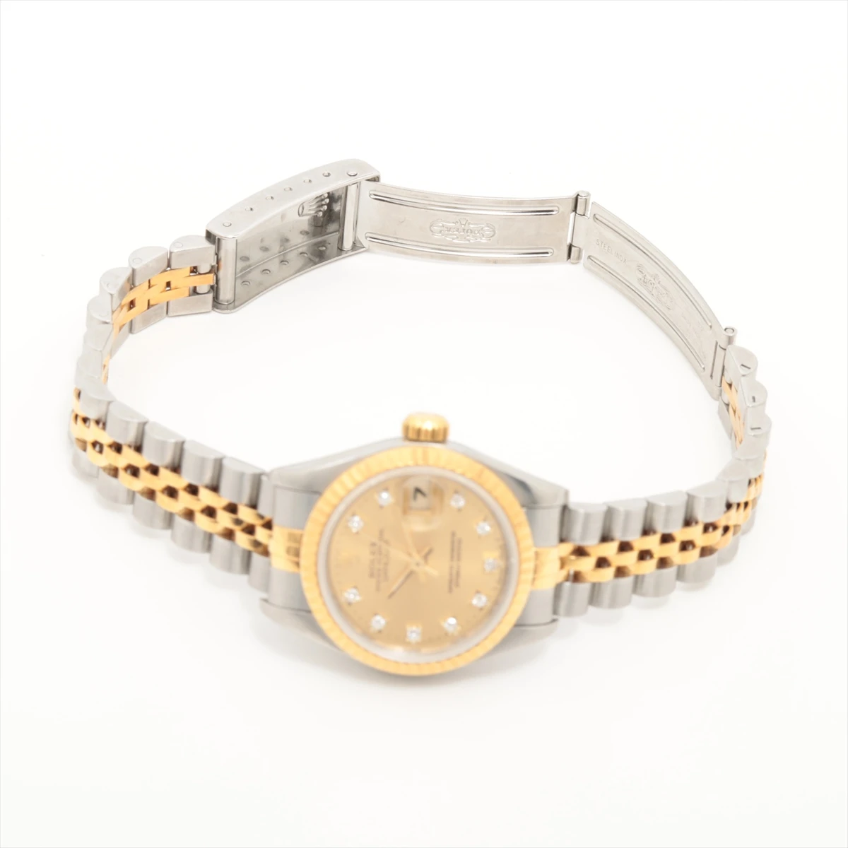 Rolex Champagne 18K Yellow Gold/Stainless Steel Diamond Datejust 69173 Women's Wristwatch 25 mm