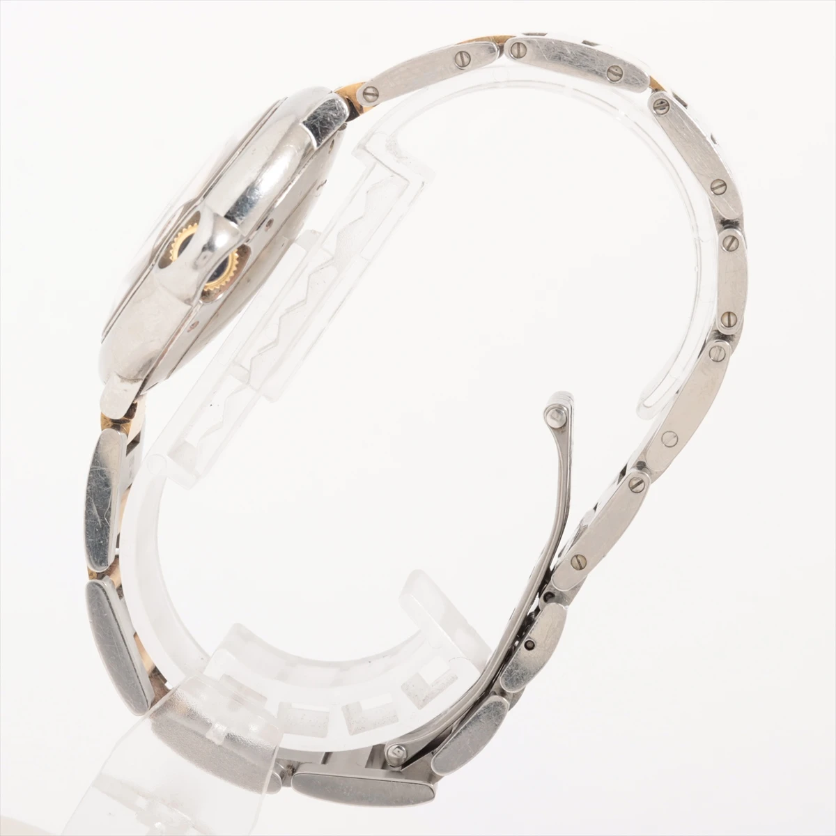 Cartier Silver 18K Yellow Gold Stainless Steel Ballon Bleu De Cartier 3284 Women's Wristwatch 36 mm