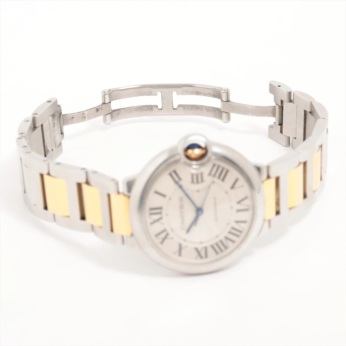 Cartier Silver 18K Yellow Gold Stainless Steel Ballon Bleu De Cartier 3284 Women's Wristwatch 36 mm