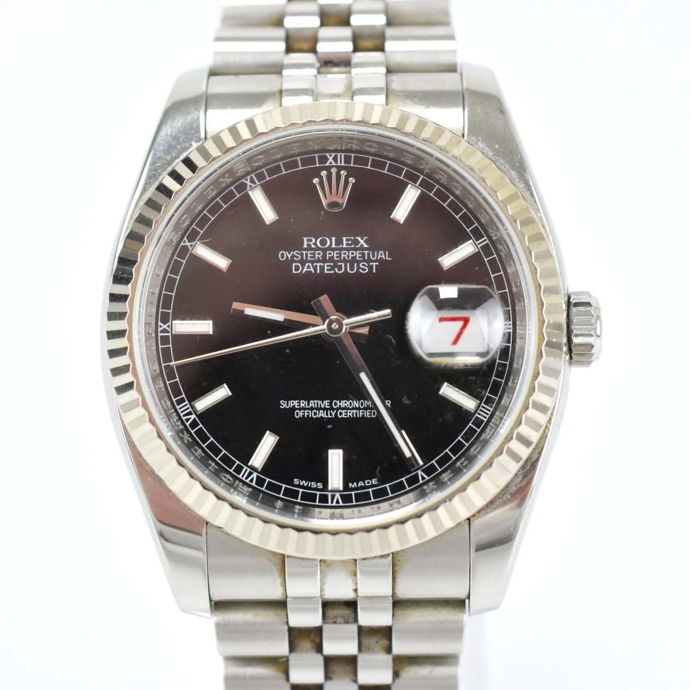 Rolex Black 18k White Gold & Stainless Steel Datejust 16234 Men's Wristwatch
