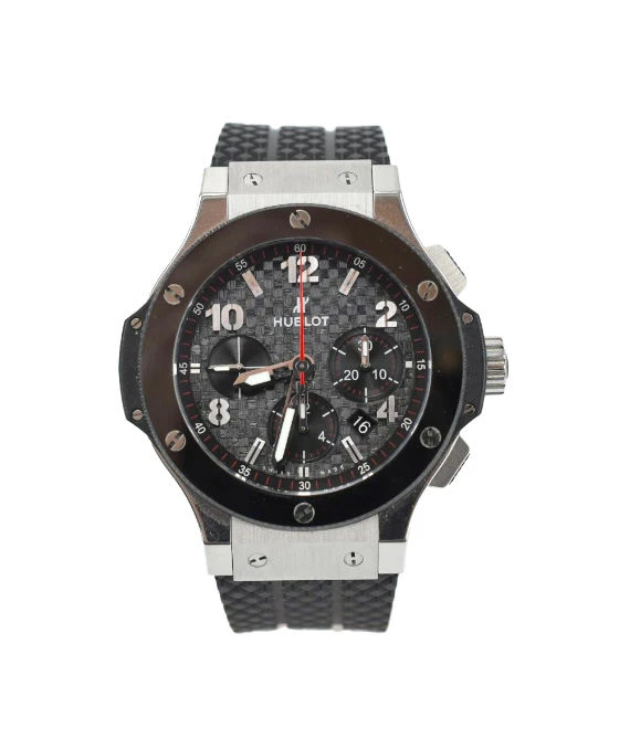 Hublot Black Stainless Steel Ceramic Big Bang Automatic Men's Wristwatch
